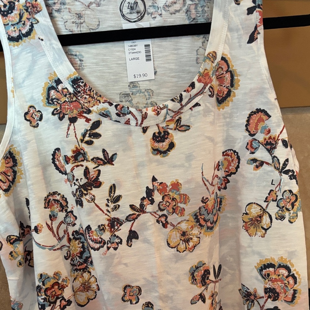 Maurices Floral Tank Top - Cream and Multicolor